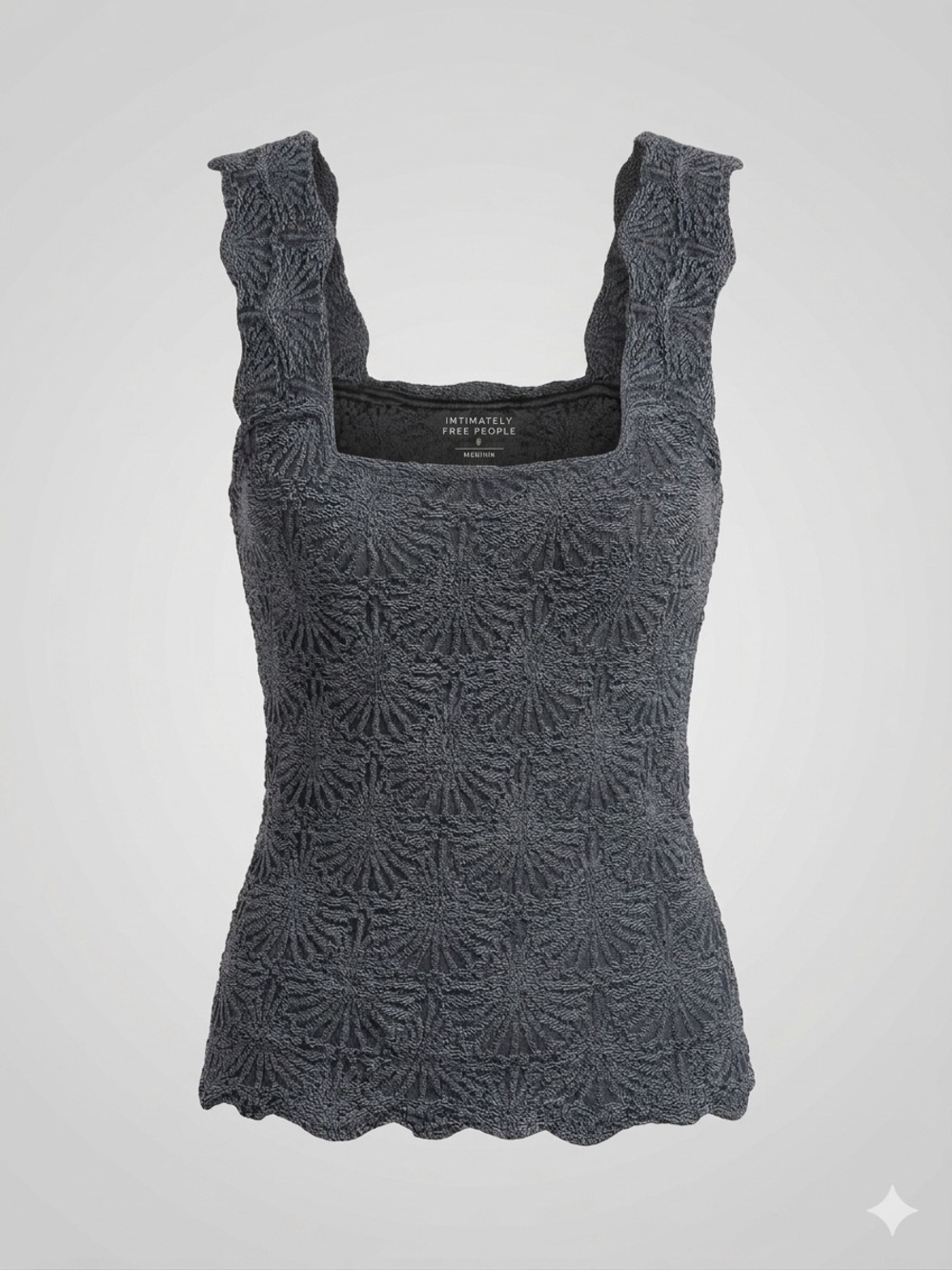 Intimately Free People Women’s M/L gray textured square neck wide strap tank top